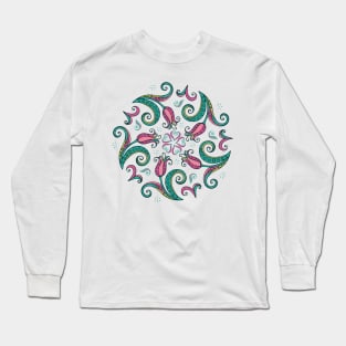 Tulips pattern pink flowers Long Sleeve T-Shirt